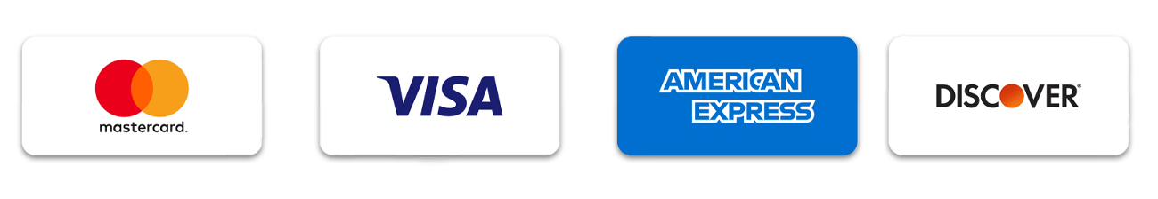 Accepted payment methods: Mastercard, Visa, American Express, and Discover